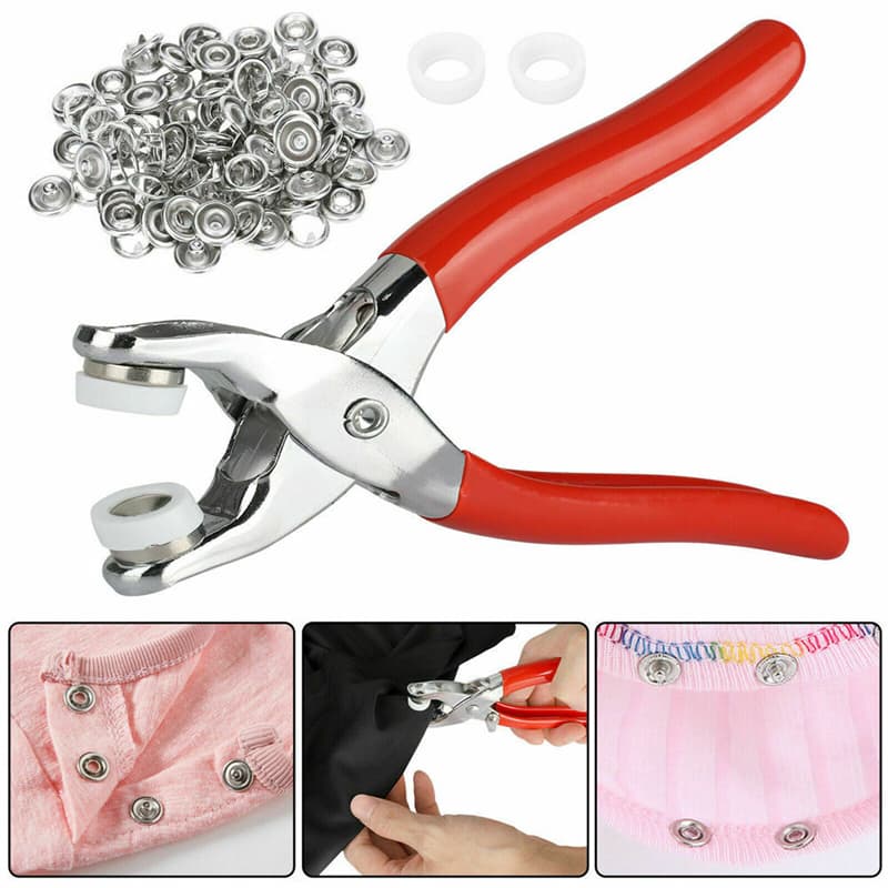Pince à boutons-pression en métal avec pince à clip