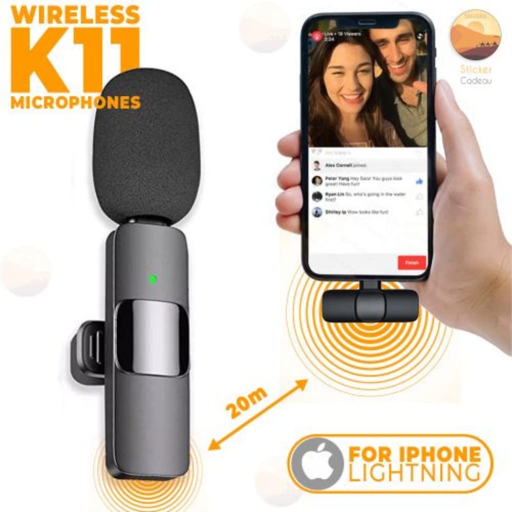 K11 Microphone-cravate sans fil Recording Audio Video Androïd / iPhone 