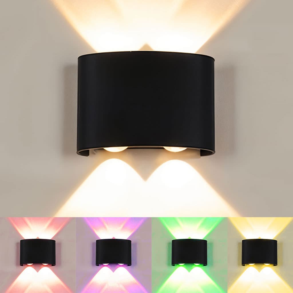 Applique Murale LED RGB 4W D’Éclairage Extérieur 2 Lampes en Aluminium