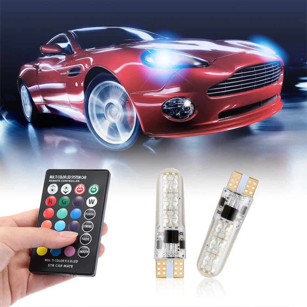Lot de 2 LED Multicolore pour Voiture 12V T10