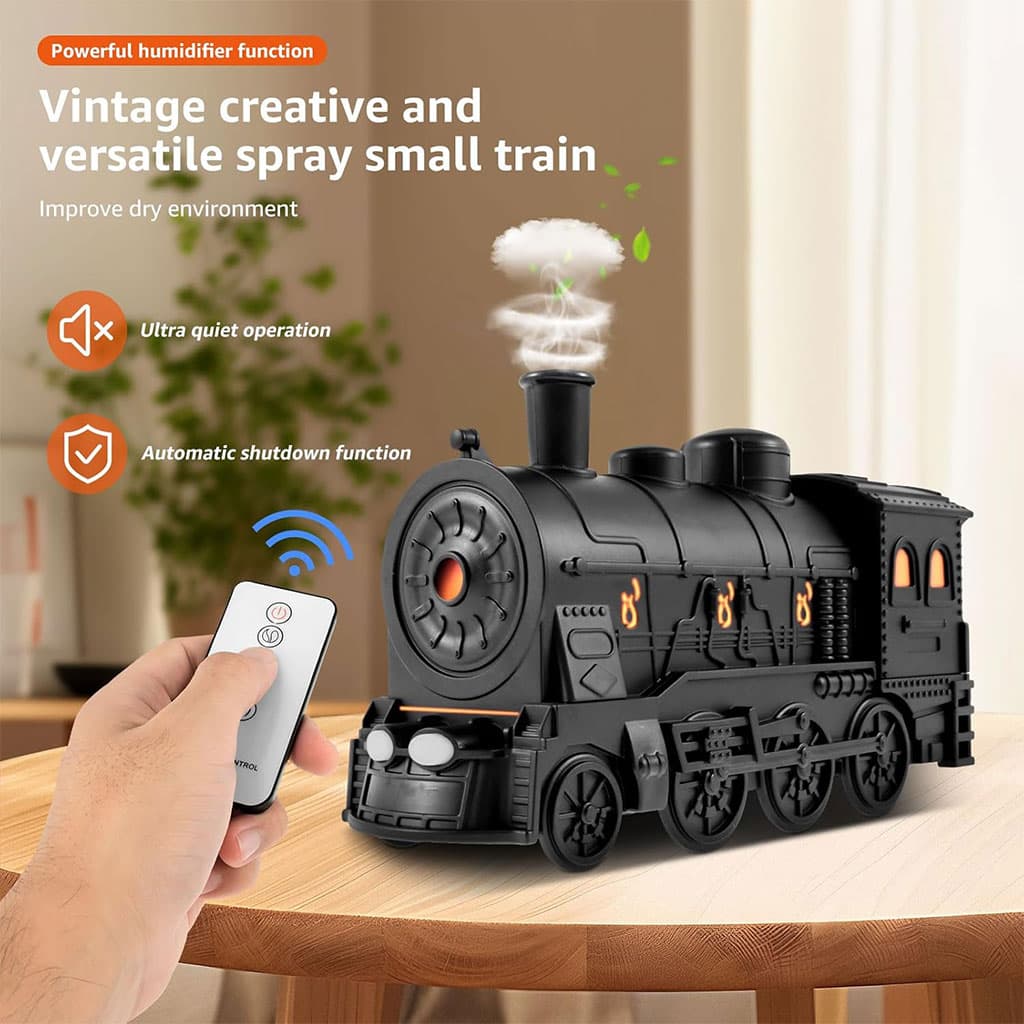 Train Diffuseur D Huiles Essentielles et Humidificateur Ultra-Silencieux de 300ml – معطر جو على شكل قطار