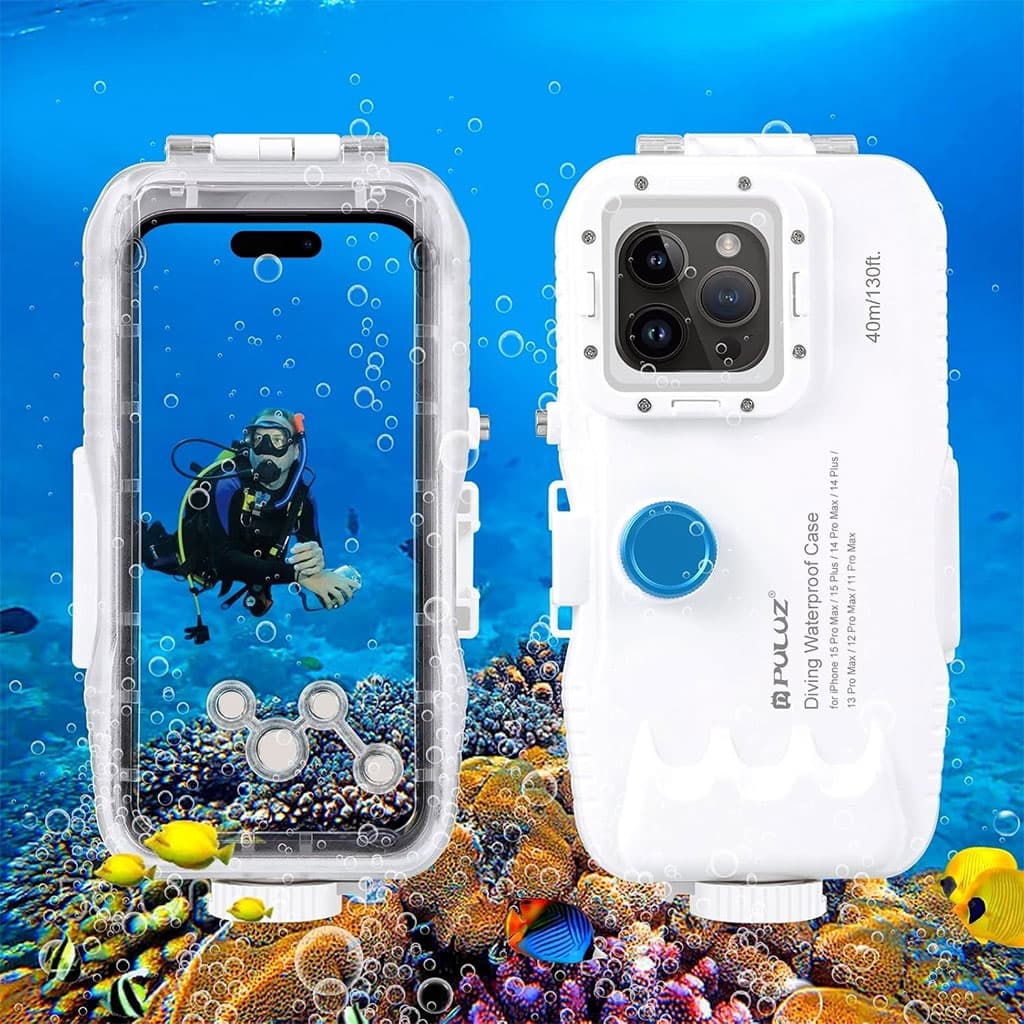 Étui de plongée étanche PULUZ 40m pour iPhone 16/15/14/13/12/11 Pro Max - حافظة هاتف إحترافية تحت الماء